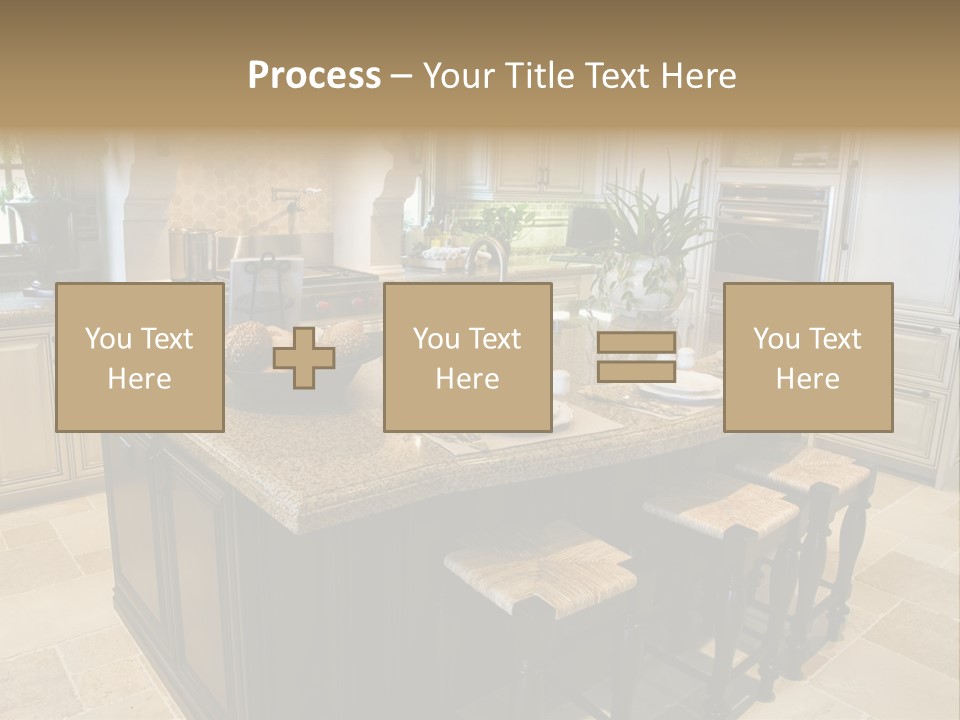 Modern Kitchen With Tile Floor And Island. PowerPoint Template