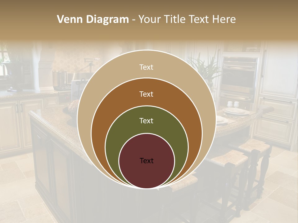 Modern Kitchen With Tile Floor And Island. PowerPoint Template