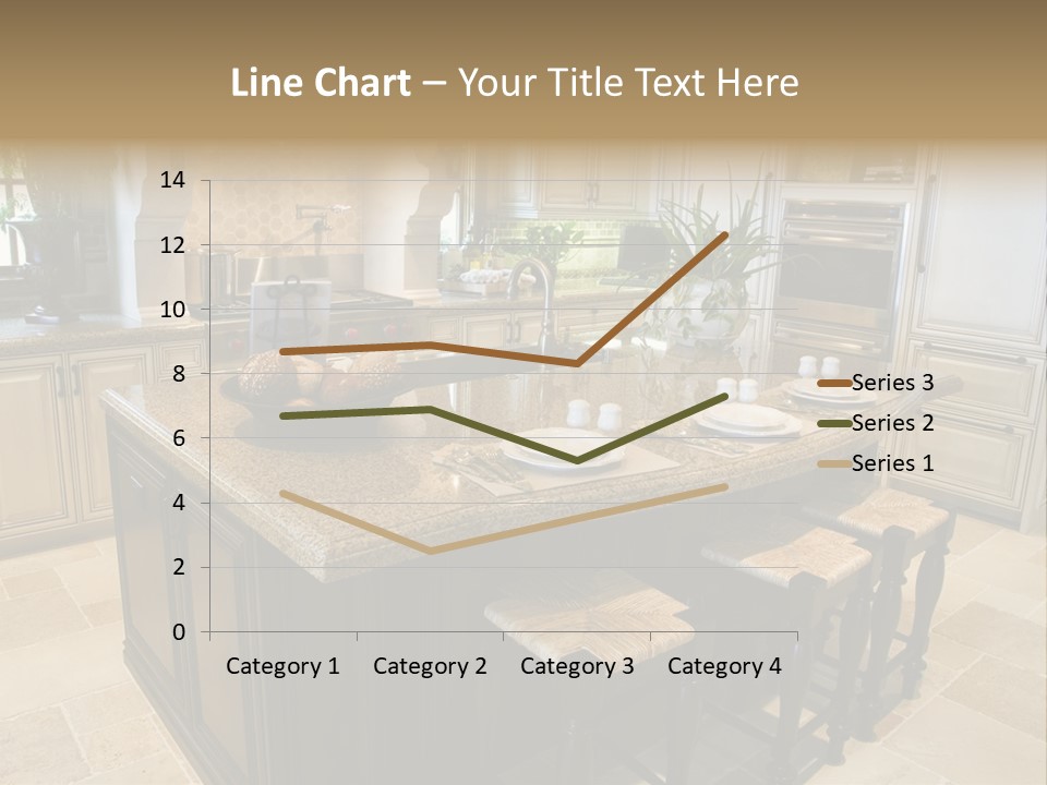 Modern Kitchen With Tile Floor And Island. PowerPoint Template
