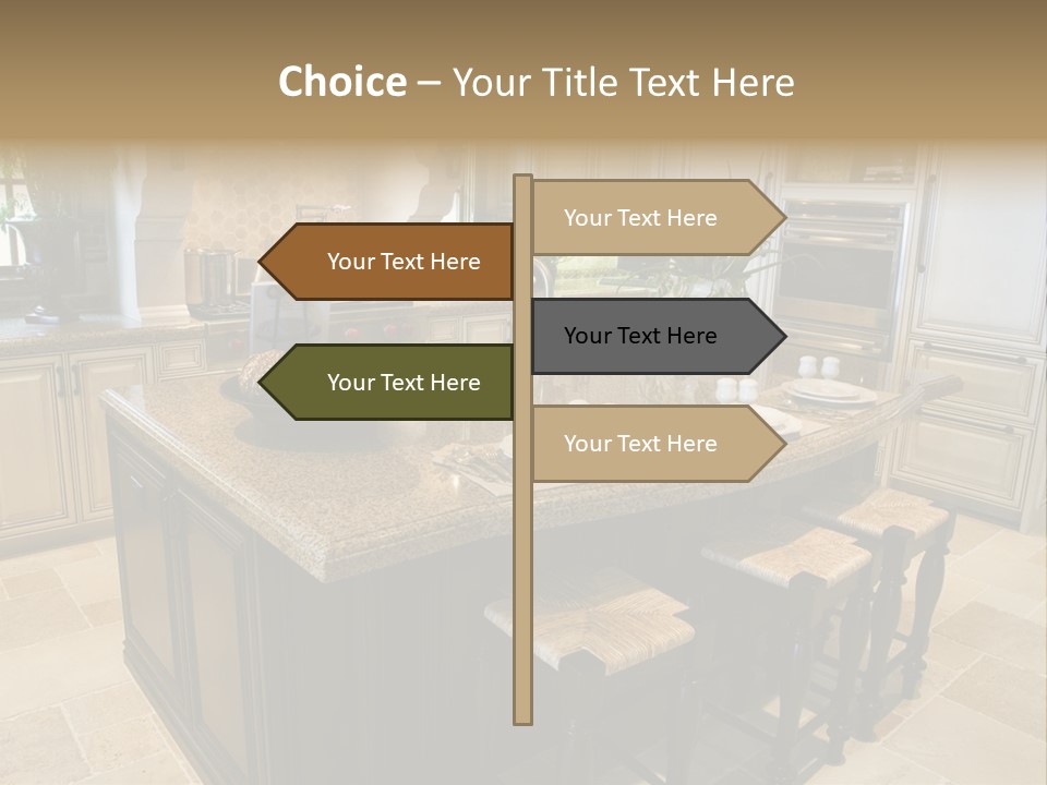 Modern Kitchen With Tile Floor And Island. PowerPoint Template