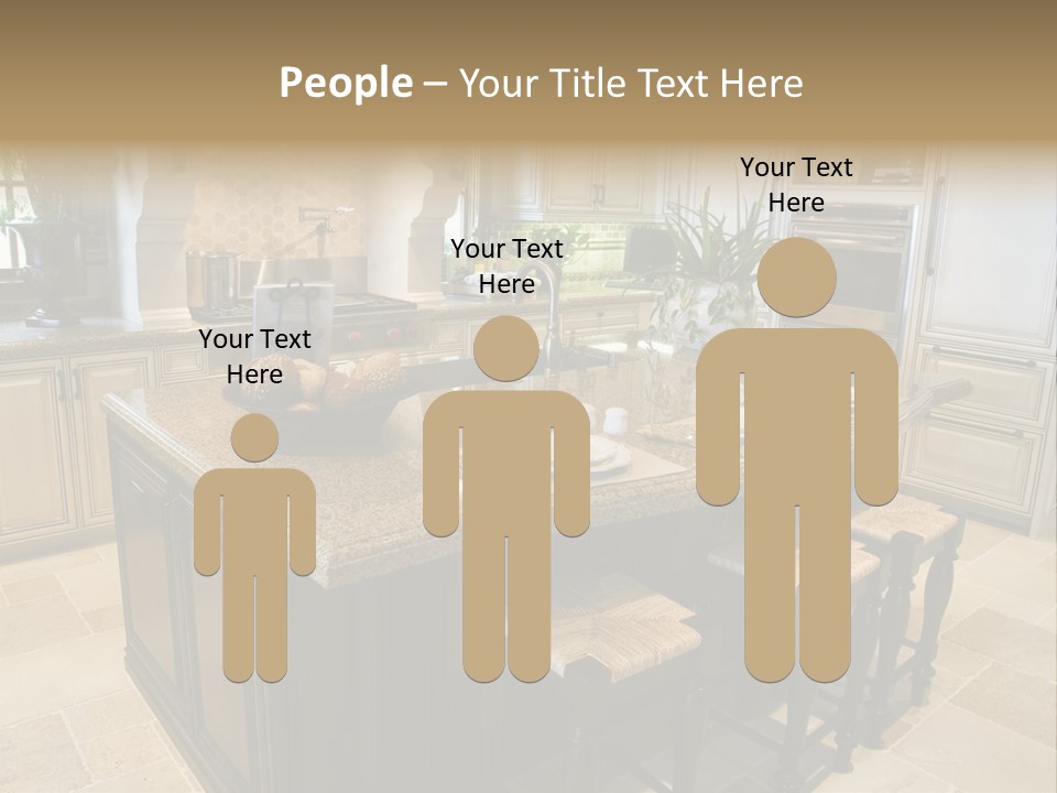 Modern Kitchen With Tile Floor And Island. PowerPoint Template