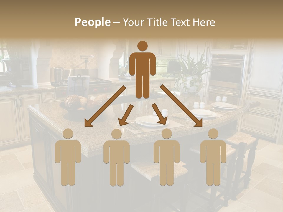 Modern Kitchen With Tile Floor And Island. PowerPoint Template