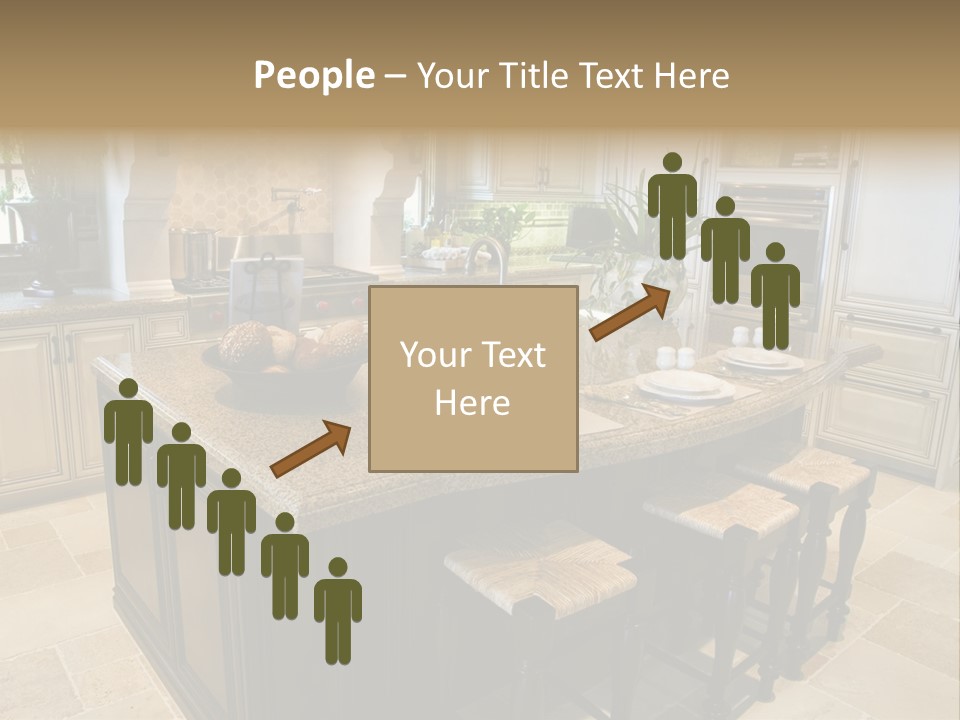 Modern Kitchen With Tile Floor And Island. PowerPoint Template