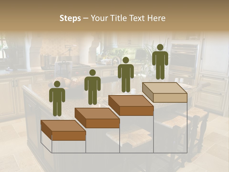 Modern Kitchen With Tile Floor And Island. PowerPoint Template