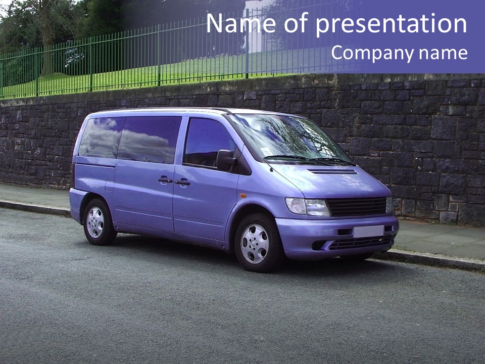 Lilac Up Market Minivan PowerPoint Template
