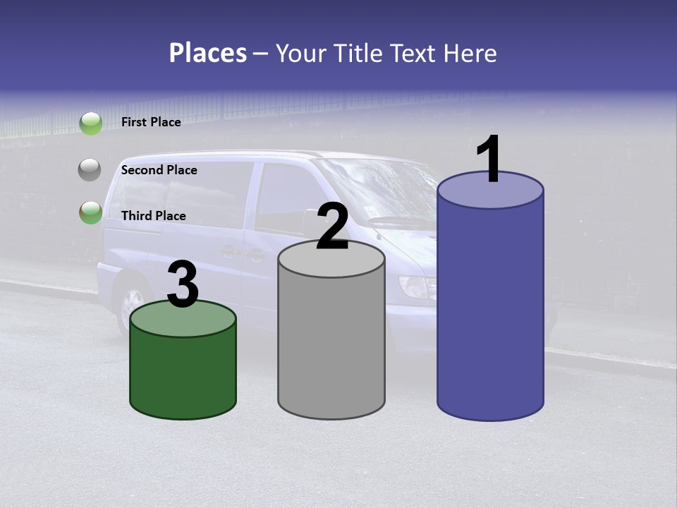 Lilac Up Market Minivan PowerPoint Template