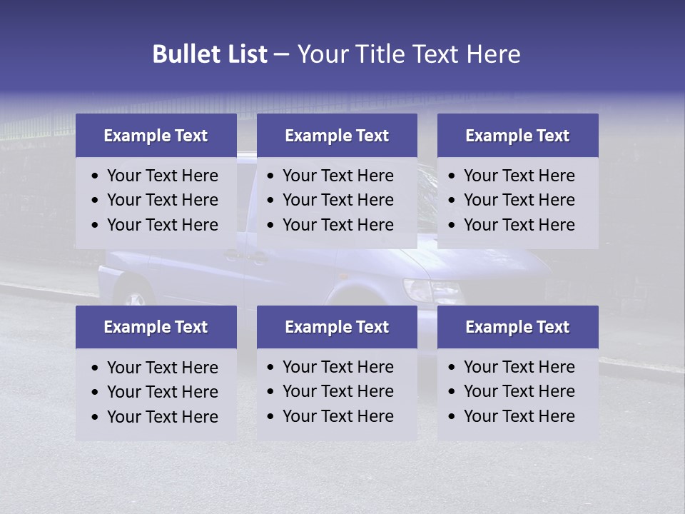 Lilac Up Market Minivan PowerPoint Template