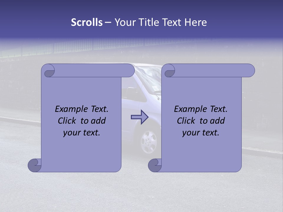 Lilac Up Market Minivan PowerPoint Template