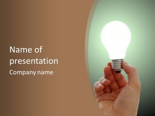 Glowing Lightbulb In Hand PowerPoint Template
