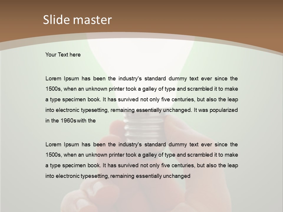 Glowing Lightbulb In Hand PowerPoint Template