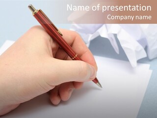 Writting On Empty Sheet Of Paper PowerPoint Template