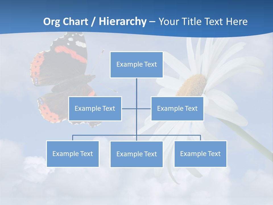 Chamomile And Butterfly On A Background Of The Cloudy Sky. PowerPoint Template