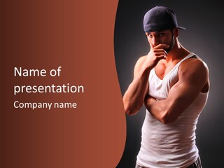 Handsome Male Against Black Background PowerPoint Template