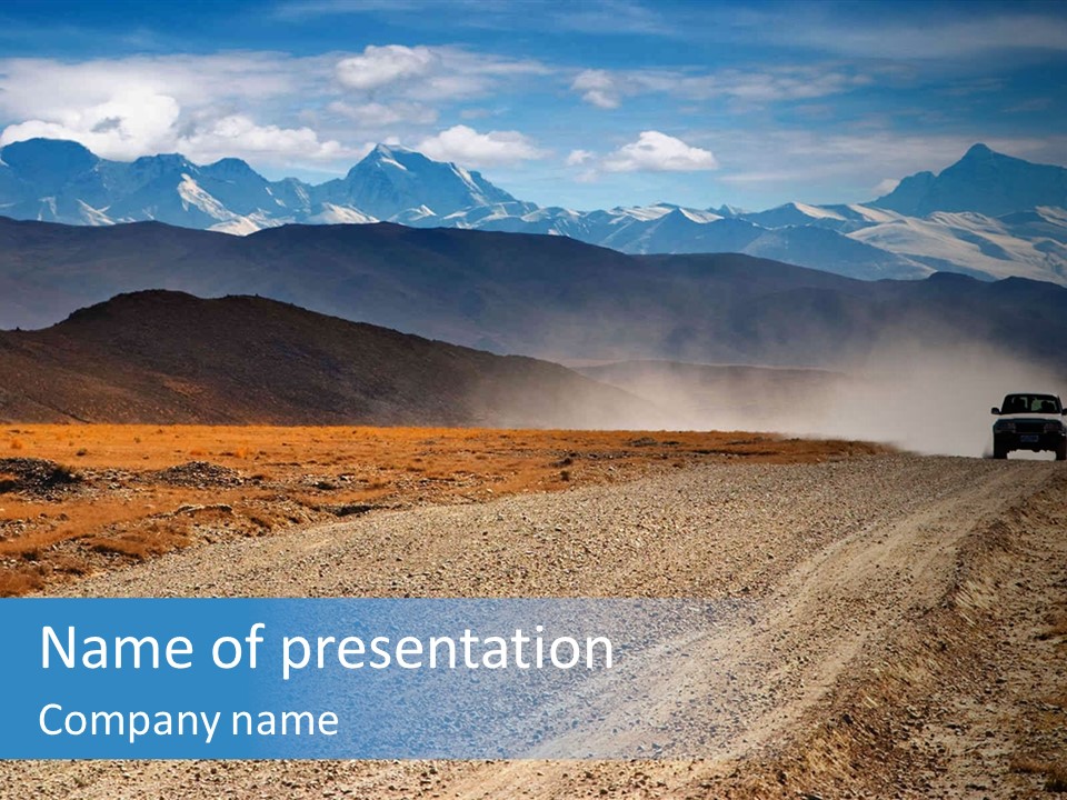 Tibetan Road And Mount Everest On Background PowerPoint Template