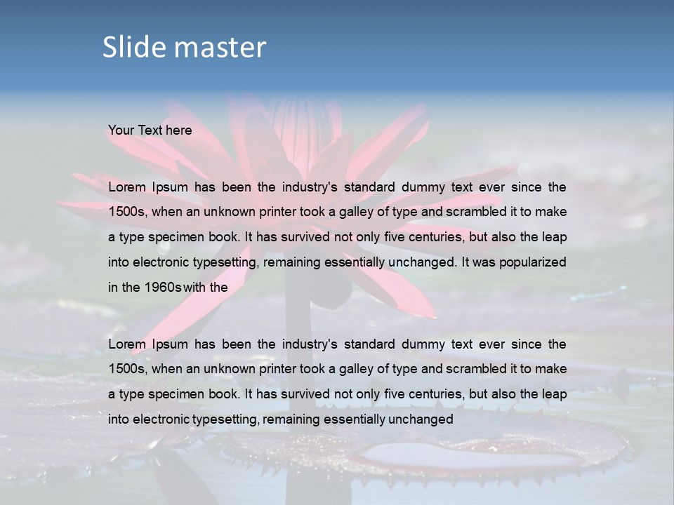 A Red Flower Is In The Middle Of A Body Of Water PowerPoint Template