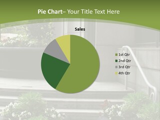 A Green And White Presentation With Steps And A Planter PowerPoint Template