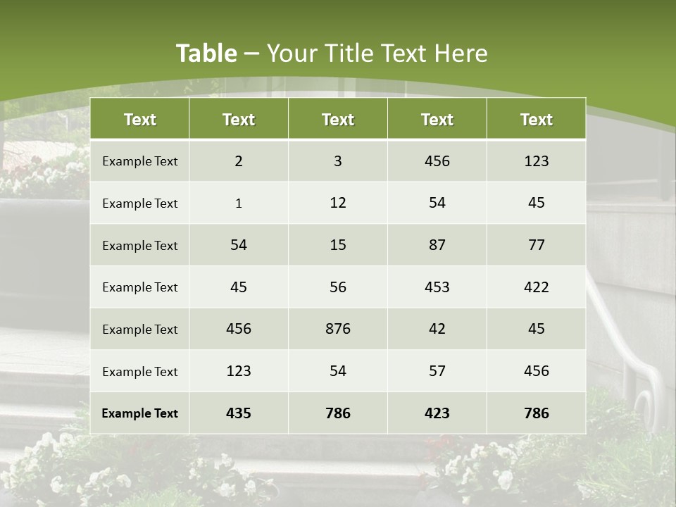 A Green And White Presentation With Steps And A Planter PowerPoint Template
