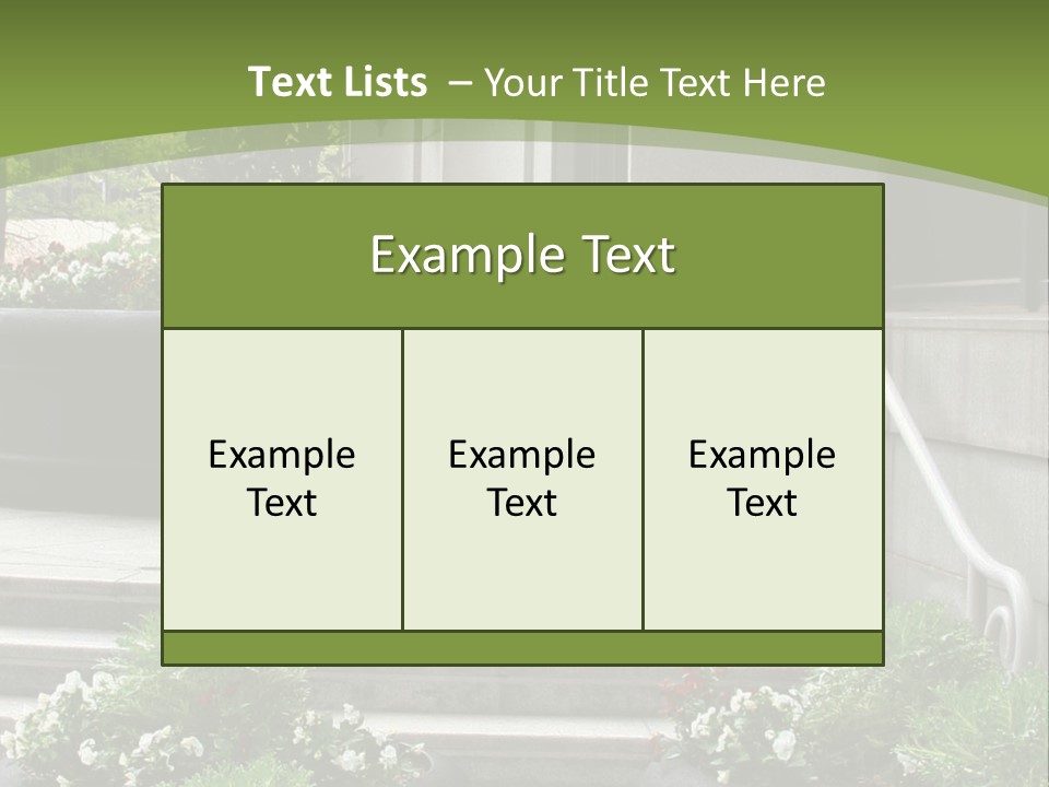 A Green And White Presentation With Steps And A Planter PowerPoint Template