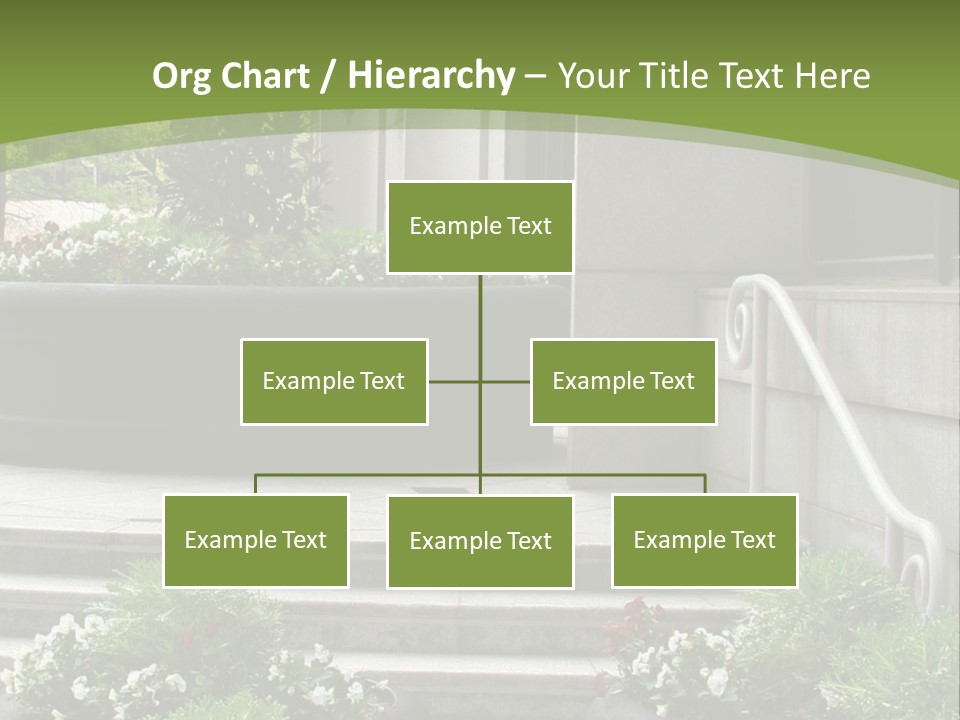 A Green And White Presentation With Steps And A Planter PowerPoint Template