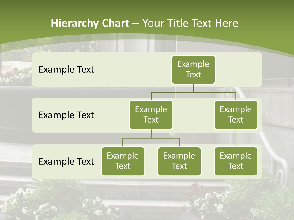 A Green And White Presentation With Steps And A Planter PowerPoint Template