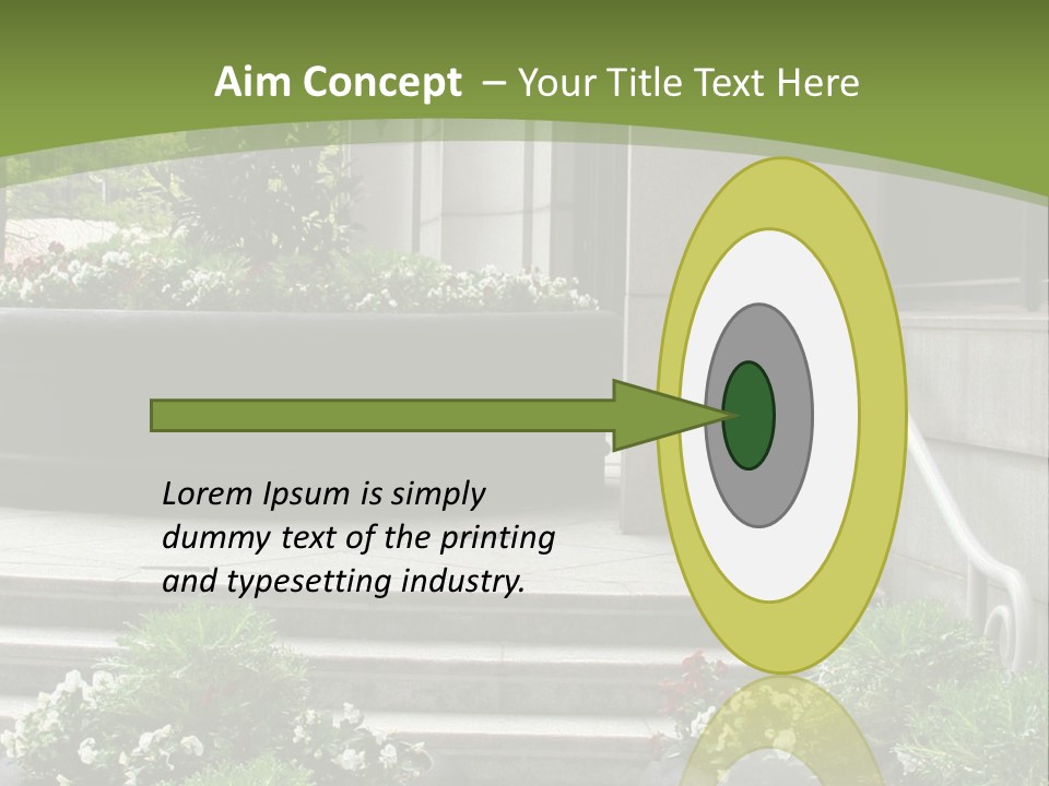 A Green And White Presentation With Steps And A Planter PowerPoint Template
