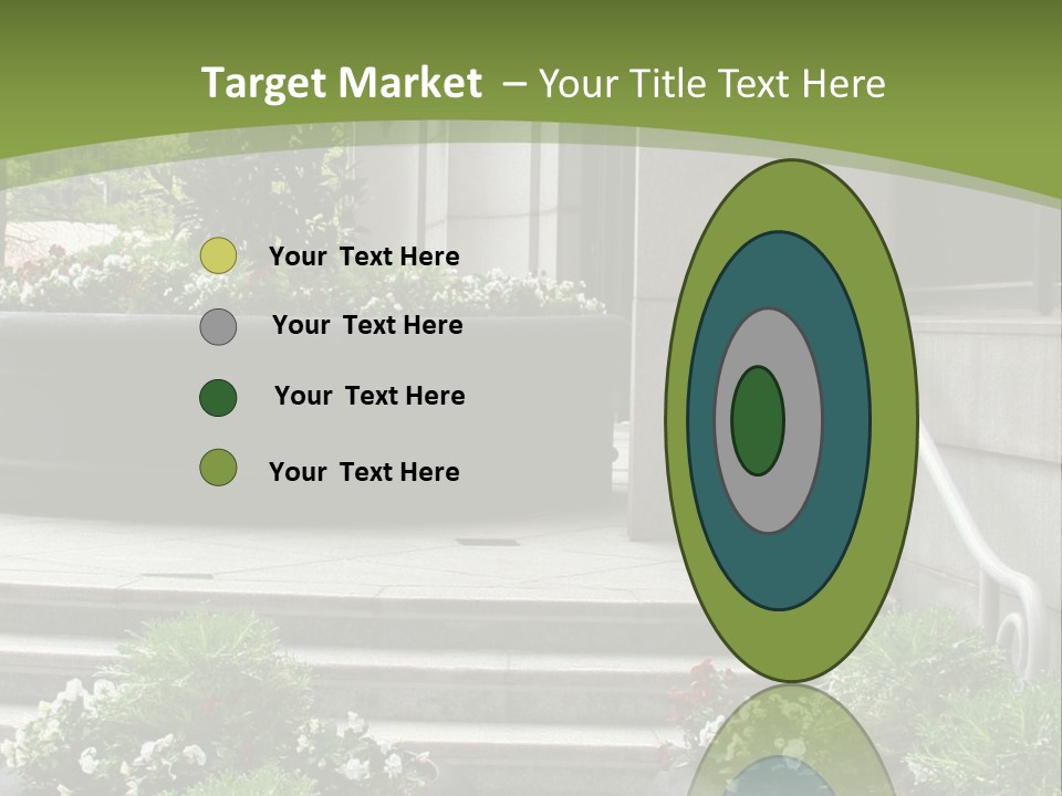 A Green And White Presentation With Steps And A Planter PowerPoint Template