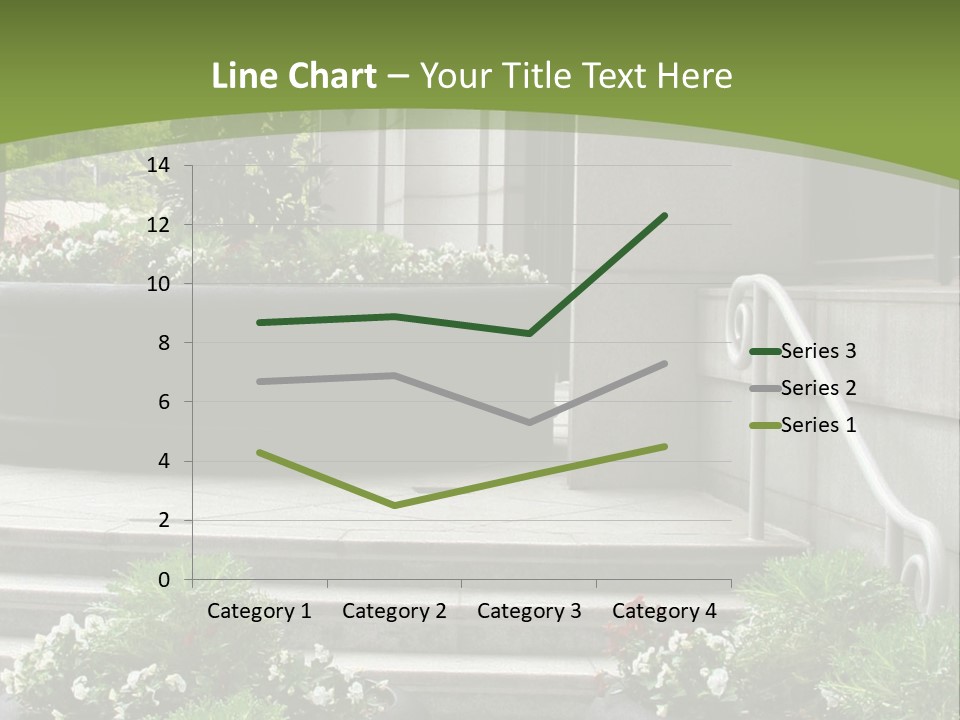 A Green And White Presentation With Steps And A Planter PowerPoint Template