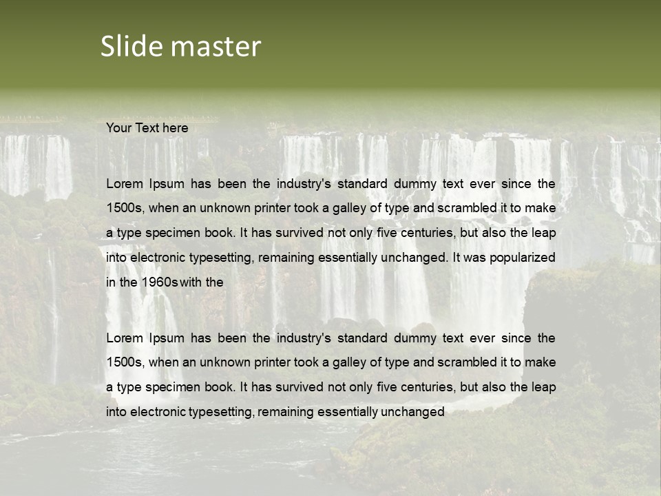 A Large Waterfall In The Middle Of A Body Of Water PowerPoint Template