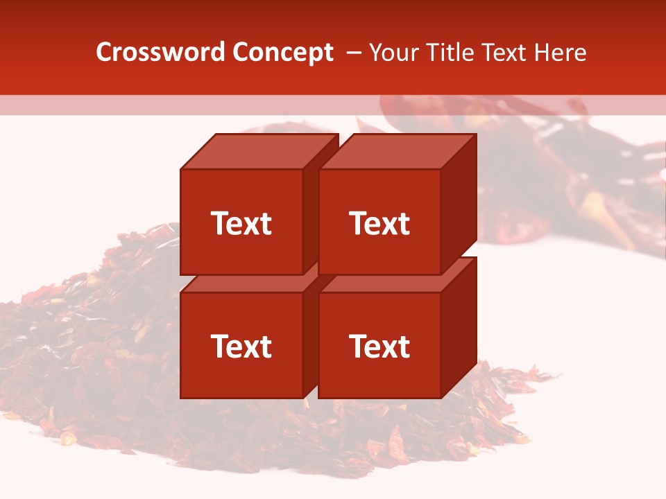 Pile Of Hot Red Chilli Chillies Pepper, Dried And Crushed. Second Pile Of Whole Chillies On Background. Shallow Dof, Isolated On White PowerPoint Template