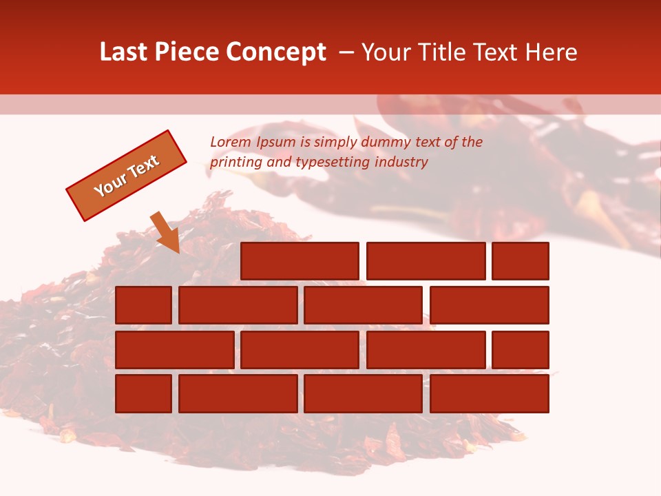 Pile Of Hot Red Chilli Chillies Pepper, Dried And Crushed. Second Pile Of Whole Chillies On Background. Shallow Dof, Isolated On White PowerPoint Template