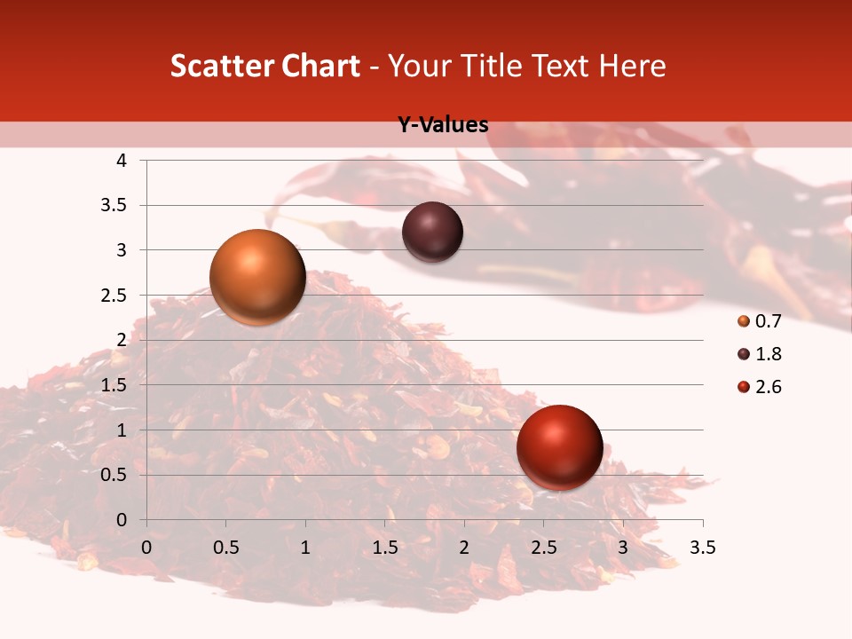 Pile Of Hot Red Chilli Chillies Pepper, Dried And Crushed. Second Pile Of Whole Chillies On Background. Shallow Dof, Isolated On White PowerPoint Template
