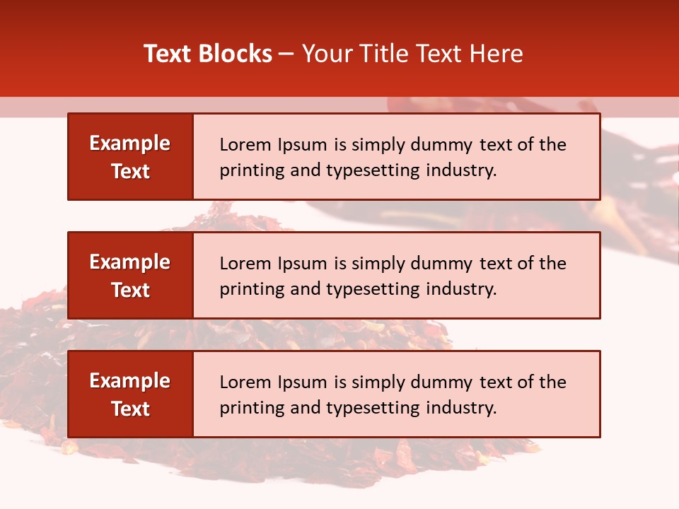Pile Of Hot Red Chilli Chillies Pepper, Dried And Crushed. Second Pile Of Whole Chillies On Background. Shallow Dof, Isolated On White PowerPoint Template