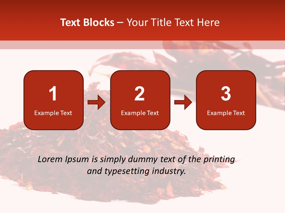 Pile Of Hot Red Chilli Chillies Pepper, Dried And Crushed. Second Pile Of Whole Chillies On Background. Shallow Dof, Isolated On White PowerPoint Template