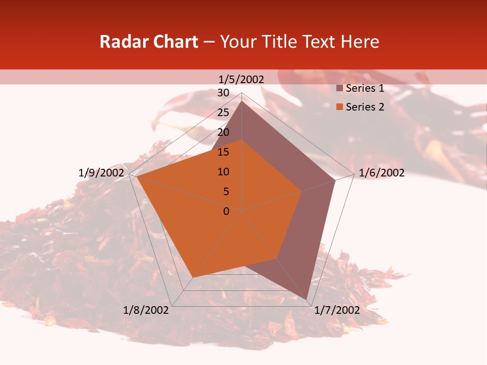 Pile Of Hot Red Chilli Chillies Pepper, Dried And Crushed. Second Pile Of Whole Chillies On Background. Shallow Dof, Isolated On White PowerPoint Template
