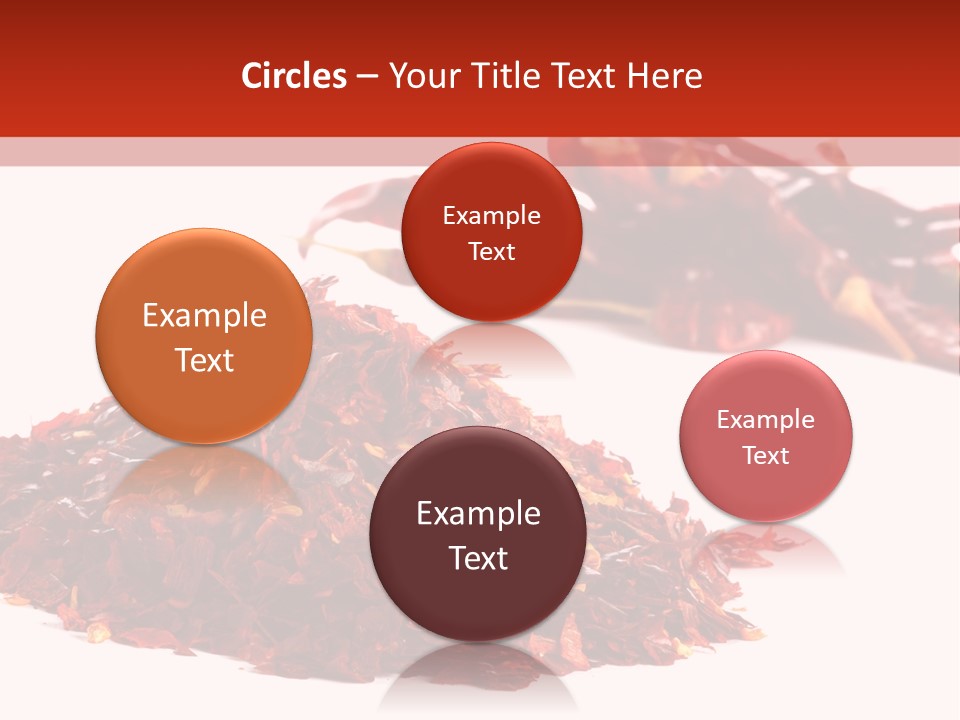 Pile Of Hot Red Chilli Chillies Pepper, Dried And Crushed. Second Pile Of Whole Chillies On Background. Shallow Dof, Isolated On White PowerPoint Template