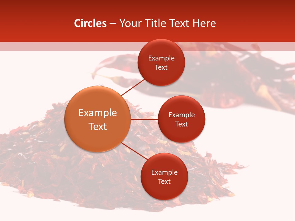 Pile Of Hot Red Chilli Chillies Pepper, Dried And Crushed. Second Pile Of Whole Chillies On Background. Shallow Dof, Isolated On White PowerPoint Template