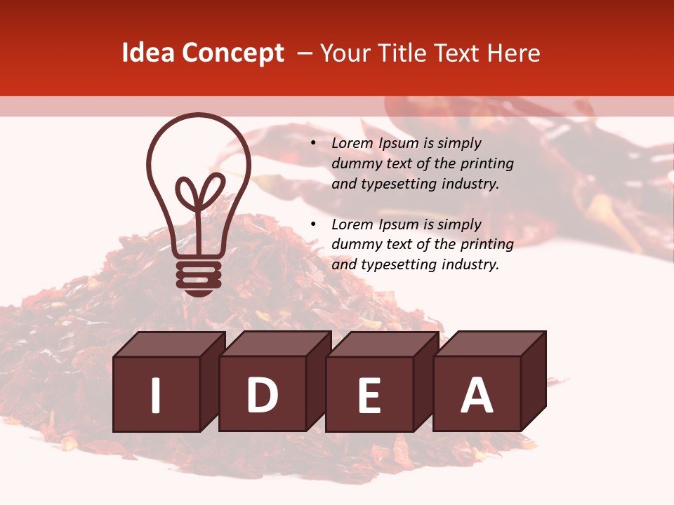 Pile Of Hot Red Chilli Chillies Pepper, Dried And Crushed. Second Pile Of Whole Chillies On Background. Shallow Dof, Isolated On White PowerPoint Template