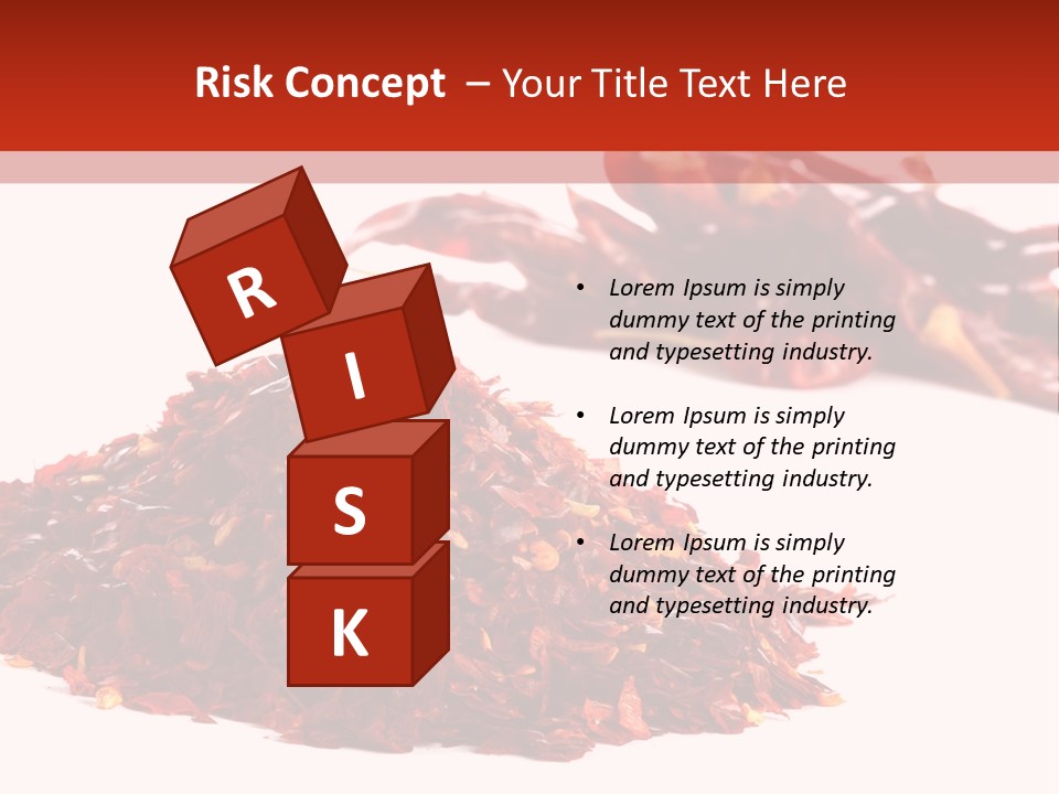 Pile Of Hot Red Chilli Chillies Pepper, Dried And Crushed. Second Pile Of Whole Chillies On Background. Shallow Dof, Isolated On White PowerPoint Template