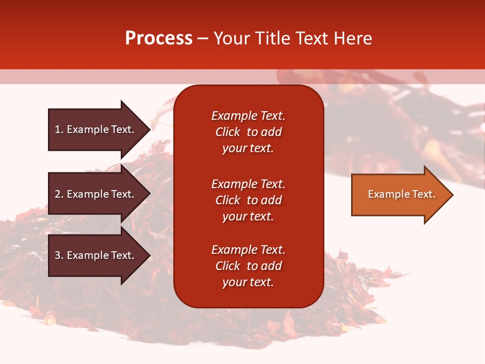 Pile Of Hot Red Chilli Chillies Pepper, Dried And Crushed. Second Pile Of Whole Chillies On Background. Shallow Dof, Isolated On White PowerPoint Template
