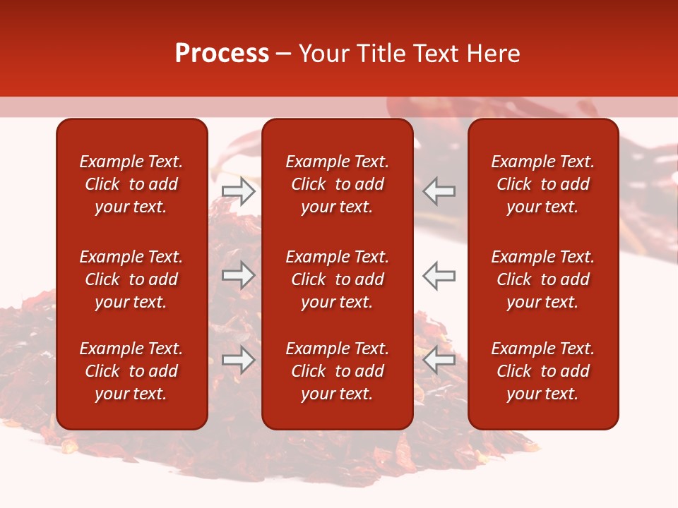 Pile Of Hot Red Chilli Chillies Pepper, Dried And Crushed. Second Pile Of Whole Chillies On Background. Shallow Dof, Isolated On White PowerPoint Template