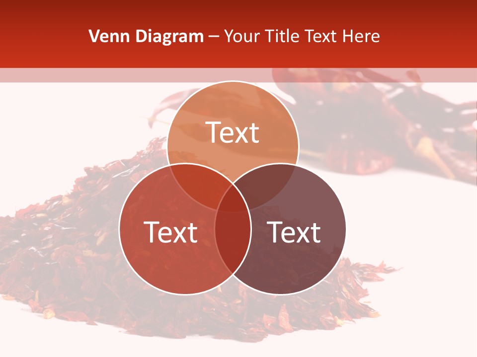 Pile Of Hot Red Chilli Chillies Pepper, Dried And Crushed. Second Pile Of Whole Chillies On Background. Shallow Dof, Isolated On White PowerPoint Template