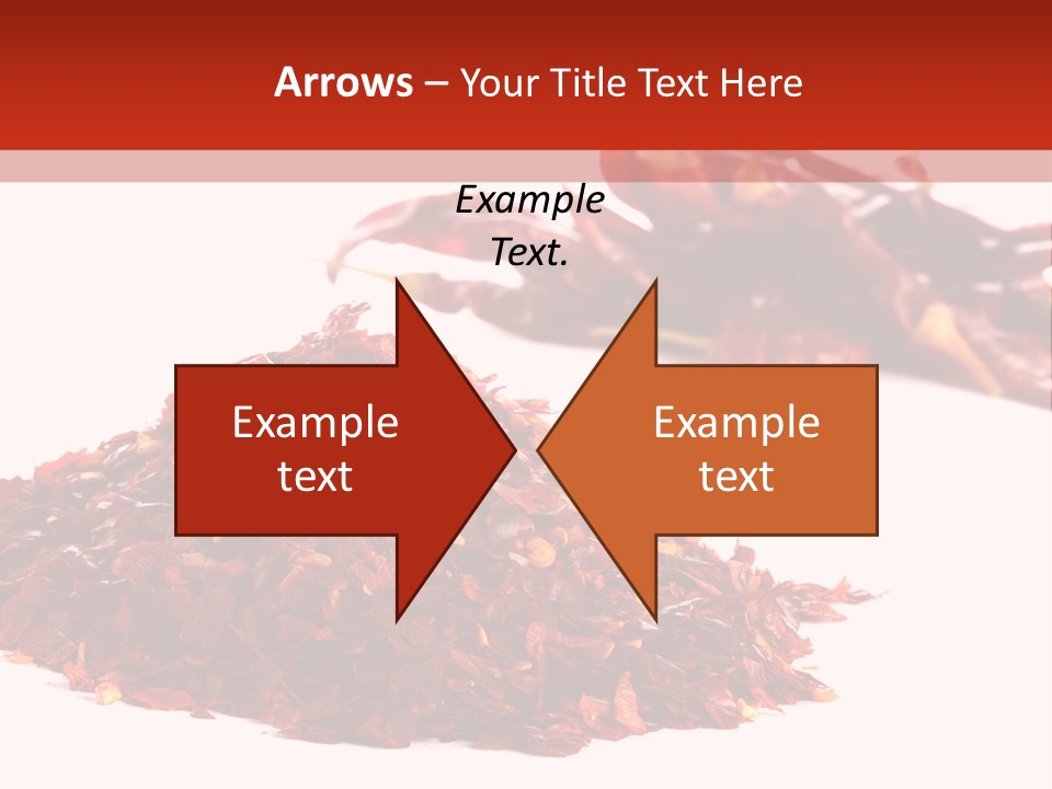 Pile Of Hot Red Chilli Chillies Pepper, Dried And Crushed. Second Pile Of Whole Chillies On Background. Shallow Dof, Isolated On White PowerPoint Template