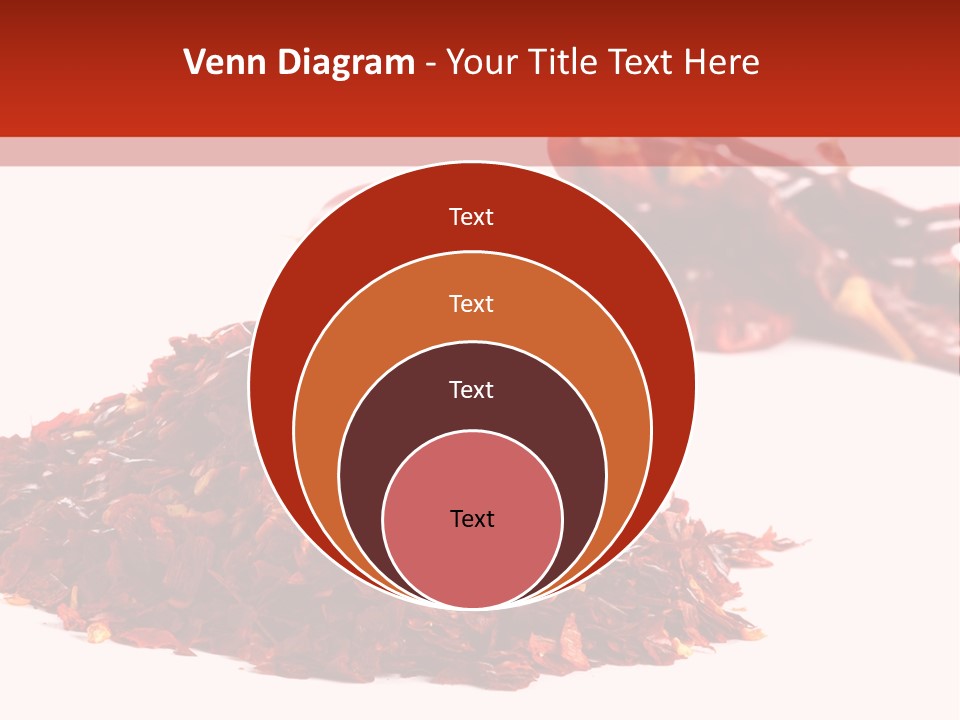 Pile Of Hot Red Chilli Chillies Pepper, Dried And Crushed. Second Pile Of Whole Chillies On Background. Shallow Dof, Isolated On White PowerPoint Template