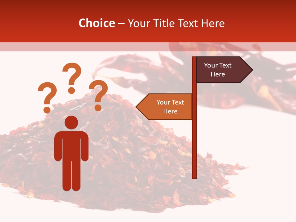 Pile Of Hot Red Chilli Chillies Pepper, Dried And Crushed. Second Pile Of Whole Chillies On Background. Shallow Dof, Isolated On White PowerPoint Template