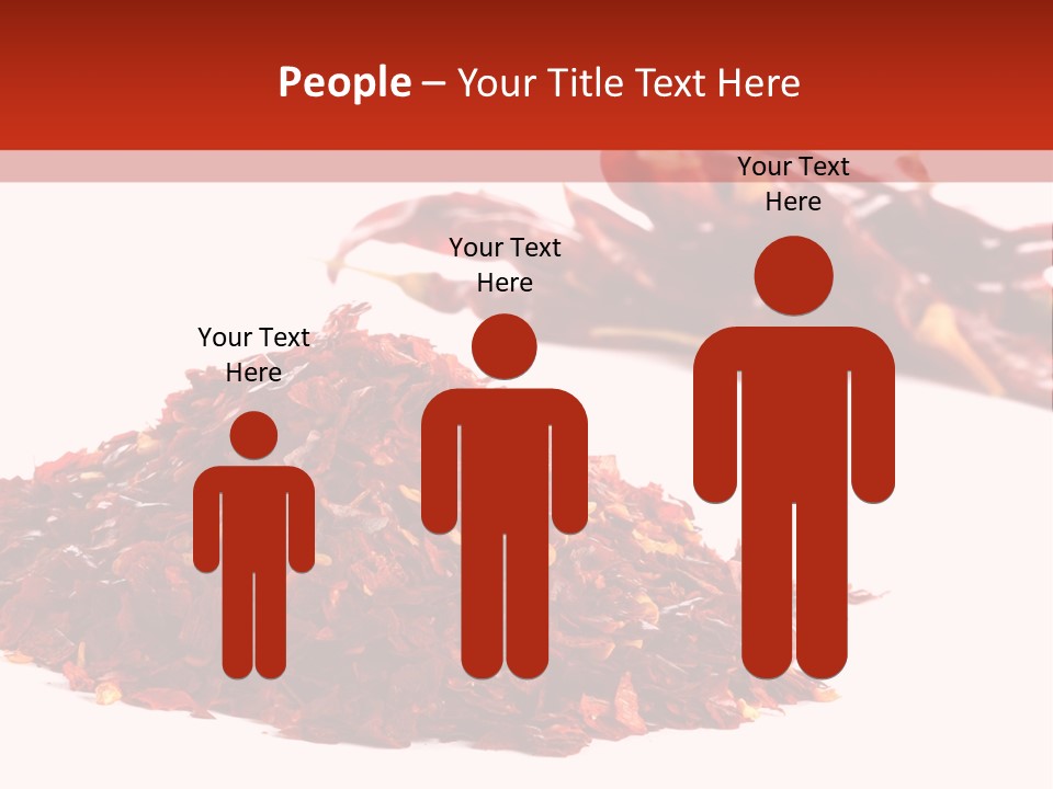 Pile Of Hot Red Chilli Chillies Pepper, Dried And Crushed. Second Pile Of Whole Chillies On Background. Shallow Dof, Isolated On White PowerPoint Template