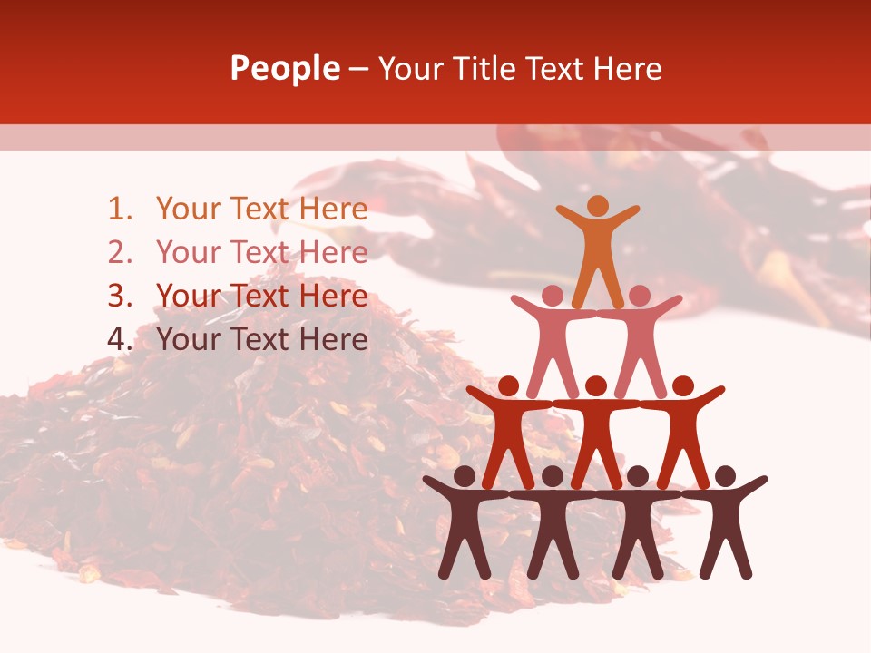 Pile Of Hot Red Chilli Chillies Pepper, Dried And Crushed. Second Pile Of Whole Chillies On Background. Shallow Dof, Isolated On White PowerPoint Template