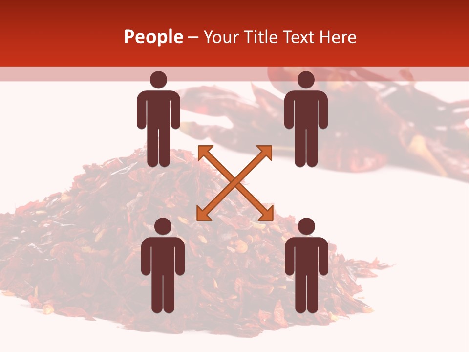 Pile Of Hot Red Chilli Chillies Pepper, Dried And Crushed. Second Pile Of Whole Chillies On Background. Shallow Dof, Isolated On White PowerPoint Template