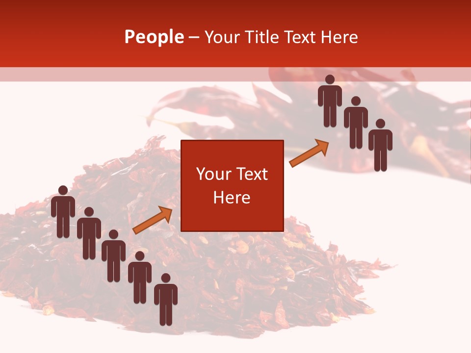 Pile Of Hot Red Chilli Chillies Pepper, Dried And Crushed. Second Pile Of Whole Chillies On Background. Shallow Dof, Isolated On White PowerPoint Template