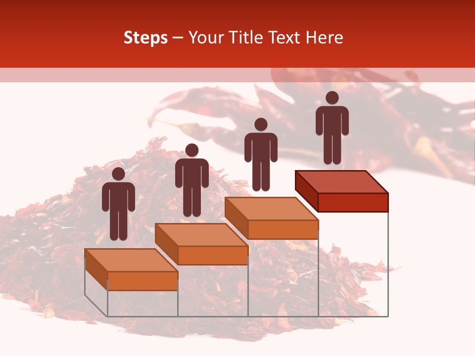 Pile Of Hot Red Chilli Chillies Pepper, Dried And Crushed. Second Pile Of Whole Chillies On Background. Shallow Dof, Isolated On White PowerPoint Template