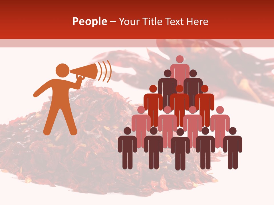 Pile Of Hot Red Chilli Chillies Pepper, Dried And Crushed. Second Pile Of Whole Chillies On Background. Shallow Dof, Isolated On White PowerPoint Template